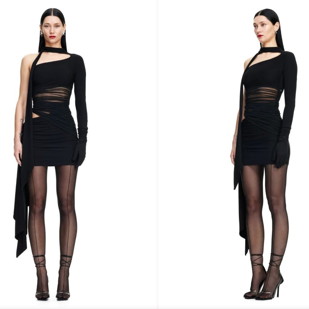 NWT Mugler X H&M Knot-detail One-shoulder Dress